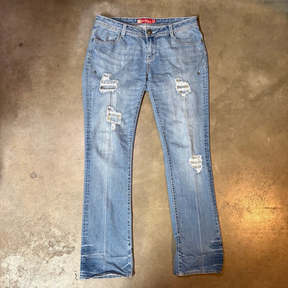 Apple Bottoms Low Rise Distressed Denim Jeans Sz 32x32